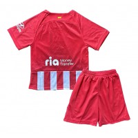 Camisa de Futebol Atletico Madrid Equipamento Principal Infantil 2023-24 Manga Curta (+ Calças curtas)